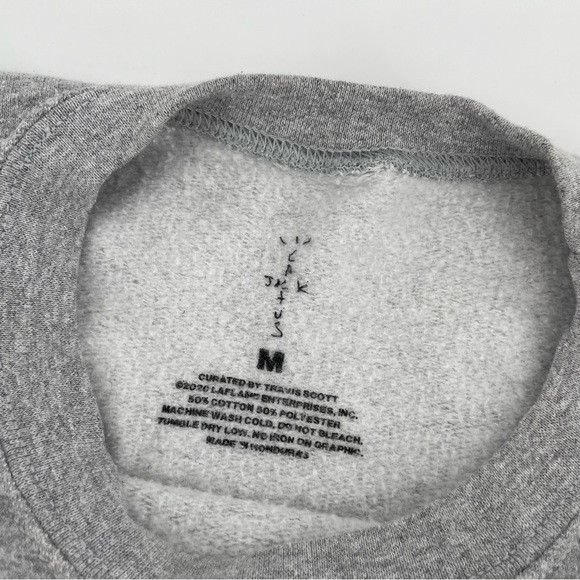 Cactus Jack by Travis Scott x Cactus Plant Flea Market Gray Script Crewneck M - Picture 3 of 4